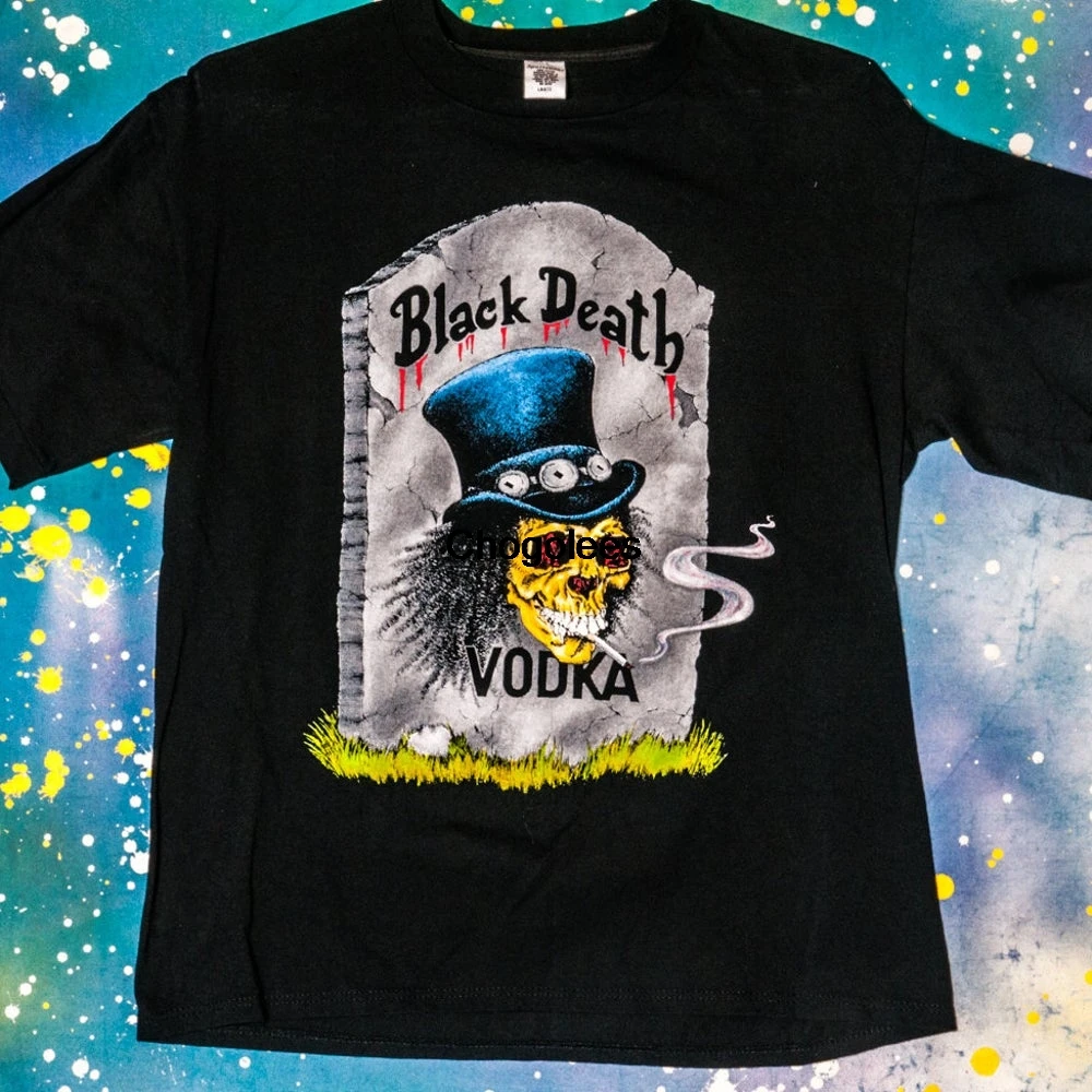 Футболка с принтом черной водки рок размер L