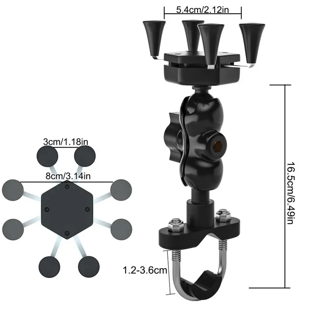 

Adjustable Motorcycle Mobile Phone Bracket Double Tap Buckle Bicycle Four-jaw X-shaped Navigation Mobile Phone Holder Rack