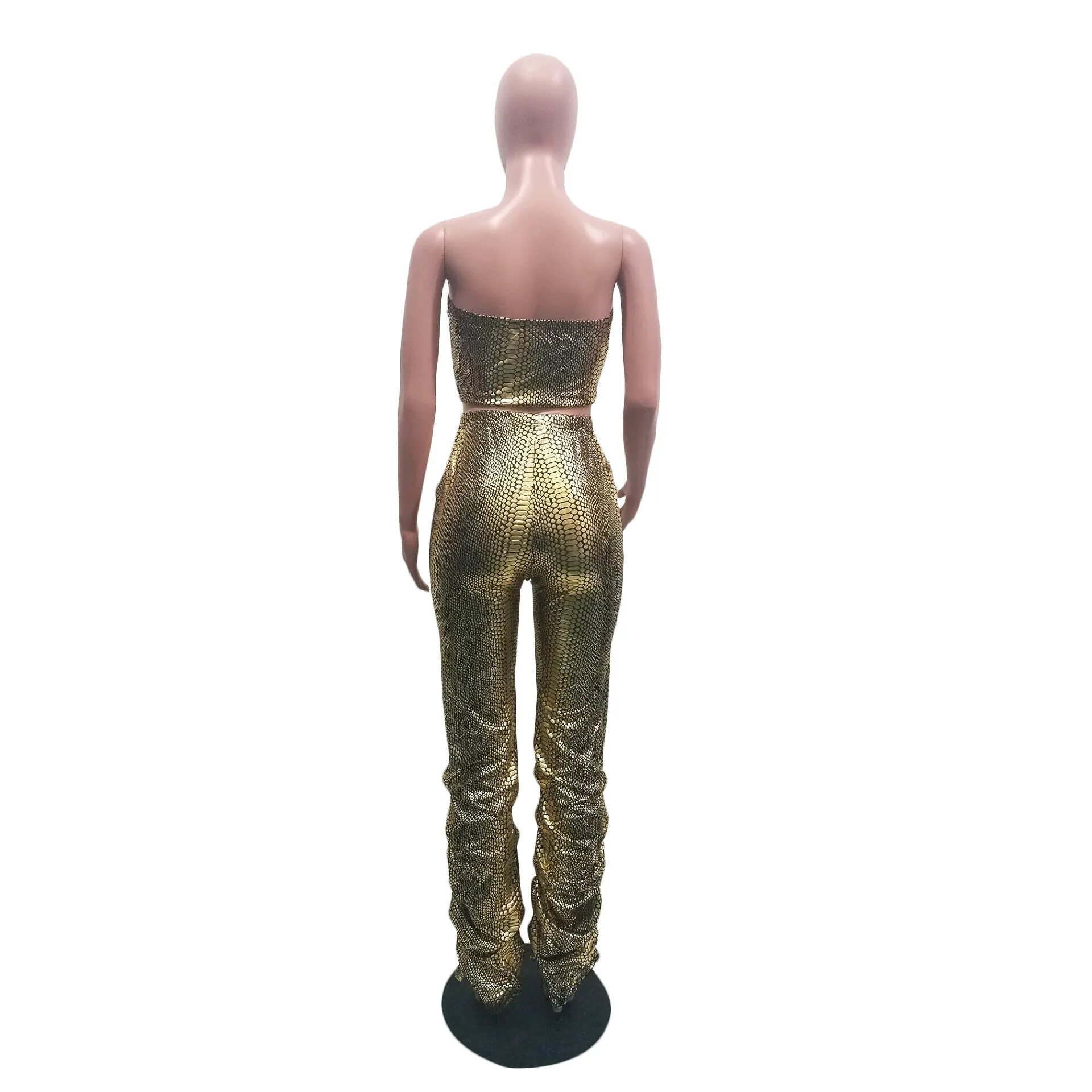 Комплект из двух предметов: Топ и длинные штаны с узором змеиной кожи Женский