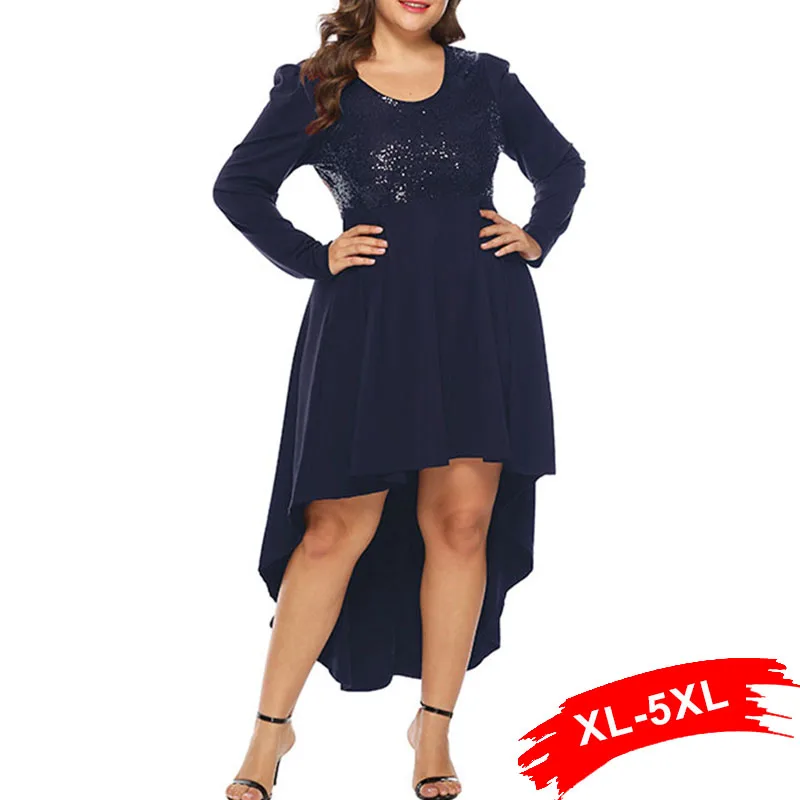 Длинное асимметричное платье с блестками размера плюс 4Xl 5Xl весенние сексуальные