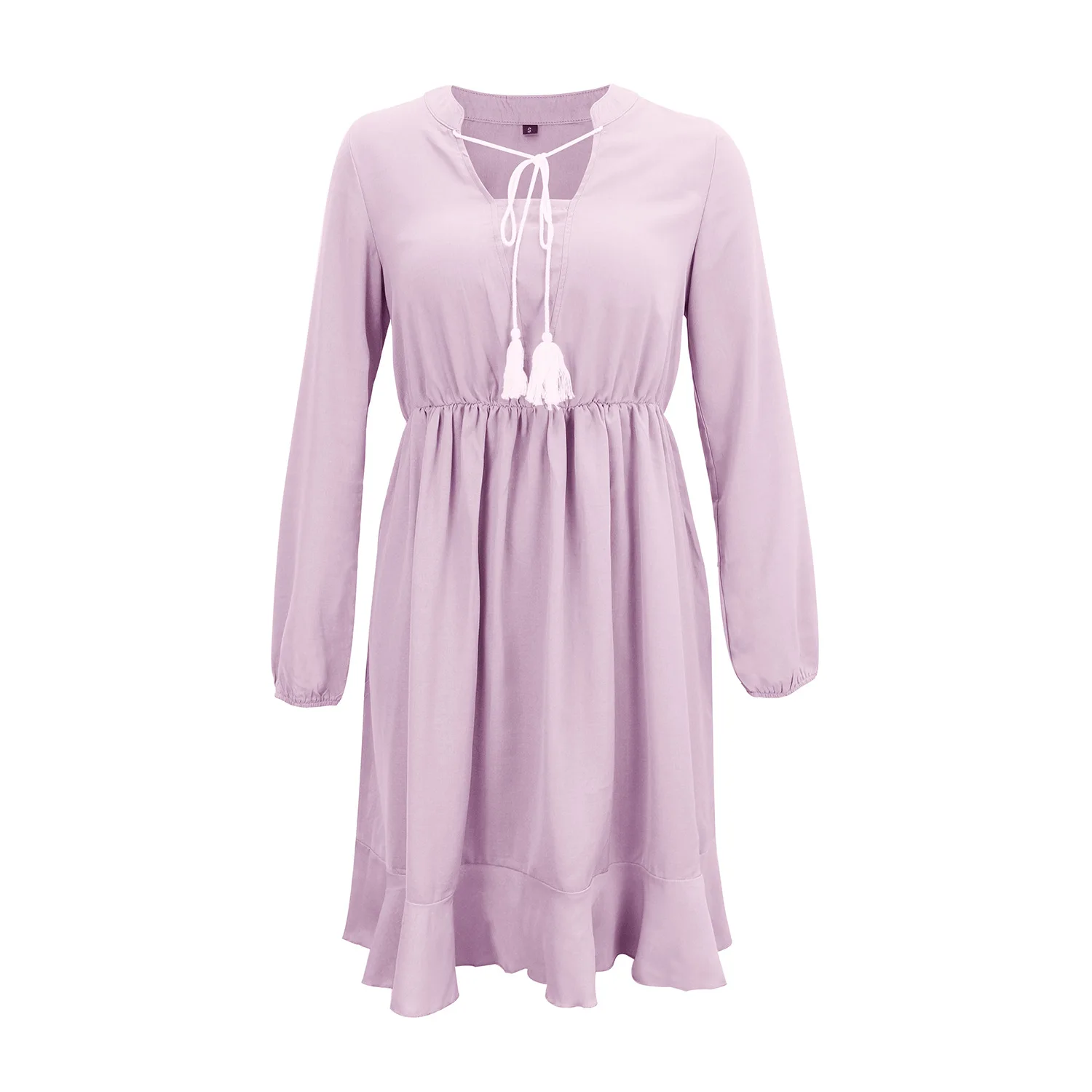 

Zoulv Solid Bandage Vacation Style Long Sleeve Casual Women's Dress Ladies 2021 New Fashion Spring Summer Fashion Dress