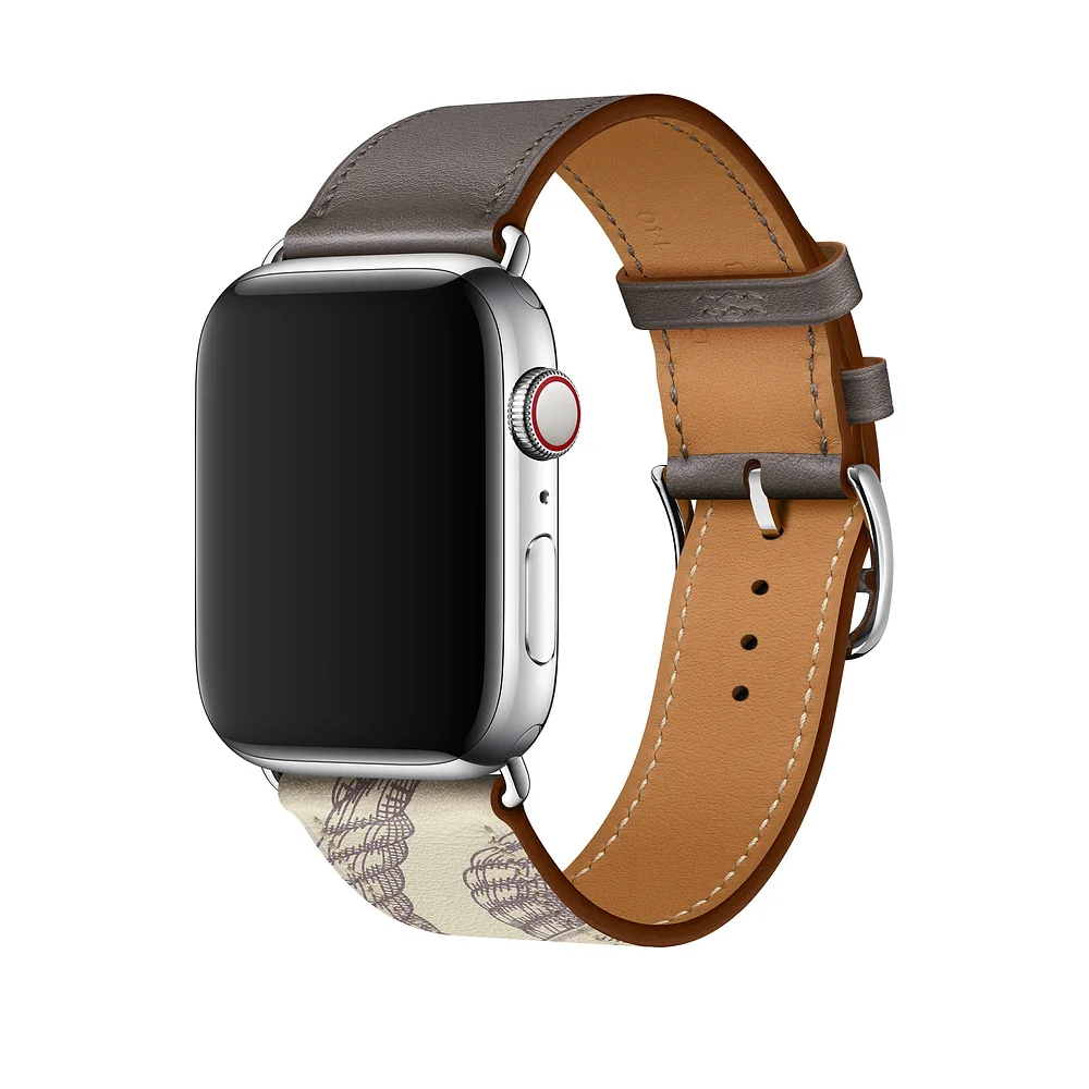 Herm логотип на застежке Свифт кожаный двойной один тур часы ремешок для Apple Watch серии 5 4 3 44 мм 40 мм браслет для iWatch
