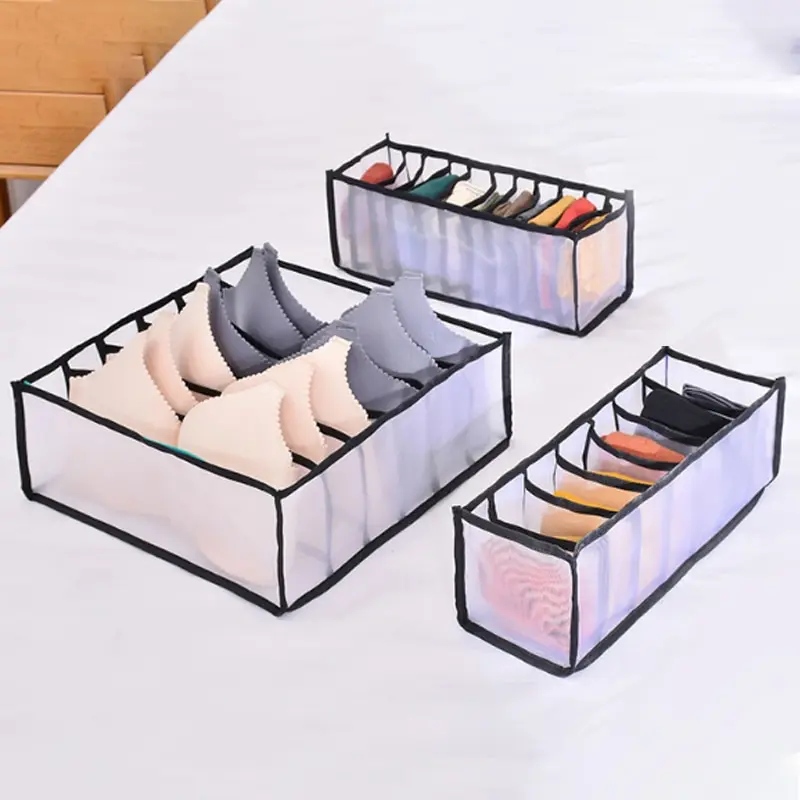

Dormitory closet organizer for socks home separated underwear storage box 7 grids bra organizer foldable drawer organizer