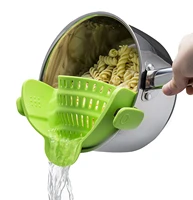 kitchen snap n strain strainer colander silicone kitchen clip pan drain rack bowl funnel rice pasta vegetable washing tools