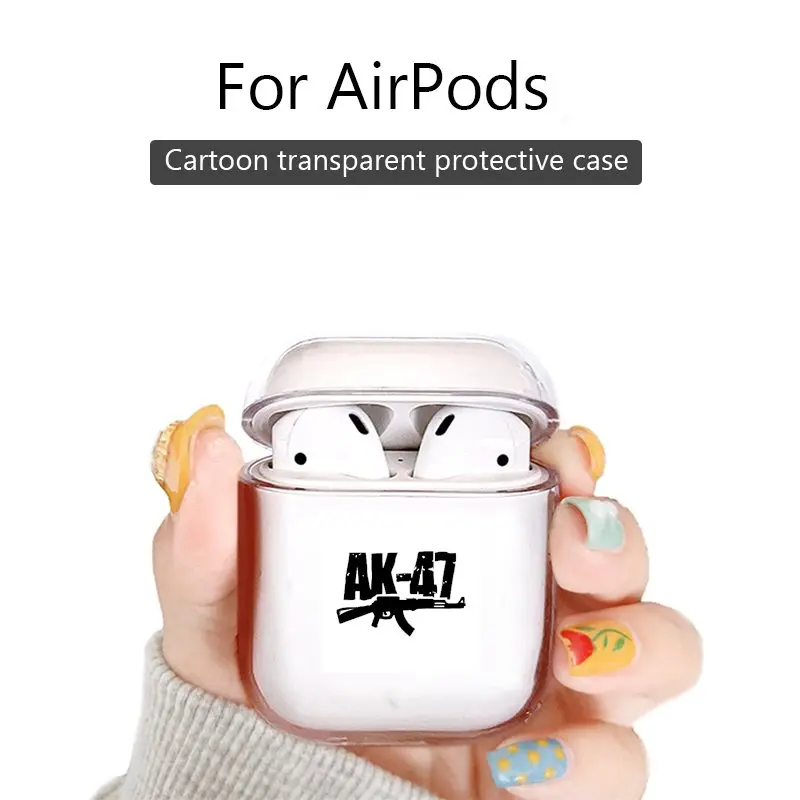 Наушники чехол для Apple Airpods pro Чехол прозрачный наушники 1/2 крутой AK 47