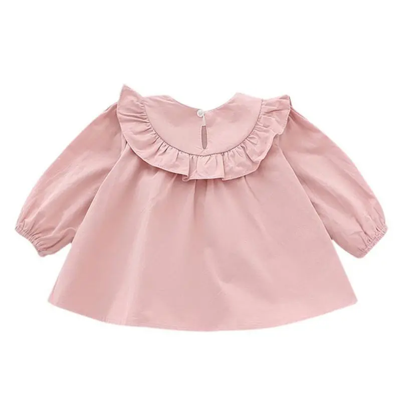 Одежда для маленьких девочек с рюшами на осень рубашка длинными рукавами малышей