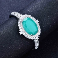 miqiao white gold oval paraiba toumaline stone luxury crystal vintage boho bangle bracelet for women wedding couple gift jewelry