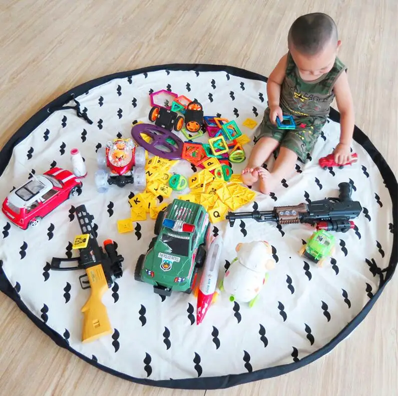 Baby Playing Mat Toys Road pattern infant Bag Mats Portable Kid Carpet Triangle Play Mat Toddler Collection Storge Bag - Цвет: beard