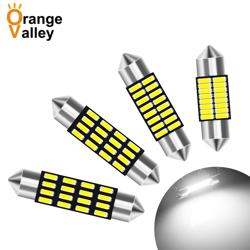 

100Pcs Festoon c5w LED 31 36 39 41 mm 16 led bulb 4014 SMD reading lamp car Interior Light DC 12V