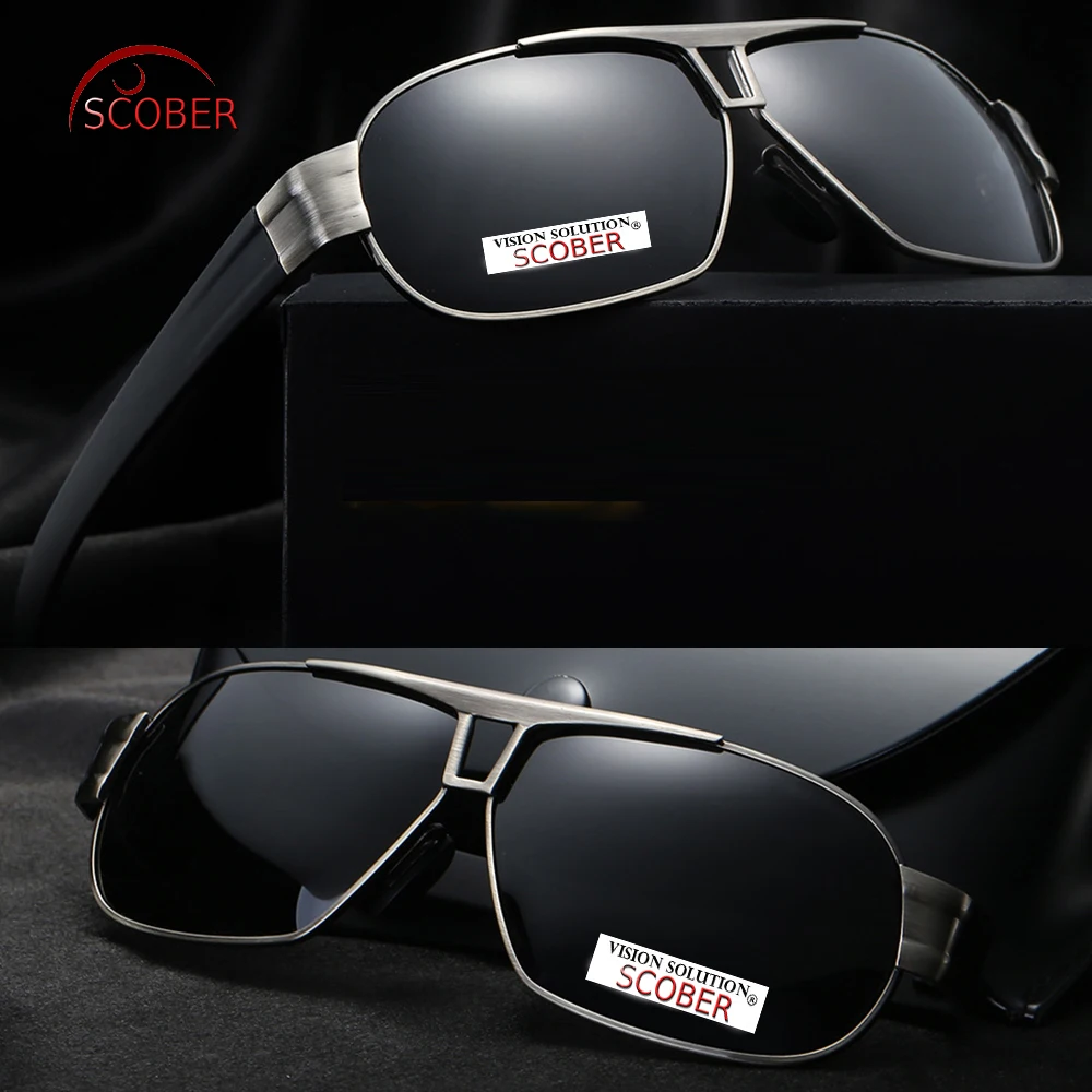 

= SCOBER = Men Back Coated Polarized Sunglasses Double Bridge Tr90 Leg Delicate Hinge Tac Polaroid Polarised Uv400 With Case