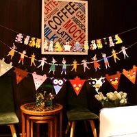 the length is about 3m the pennant hangs the flag to decorate the background wall childrens birthdayholiday party decoration