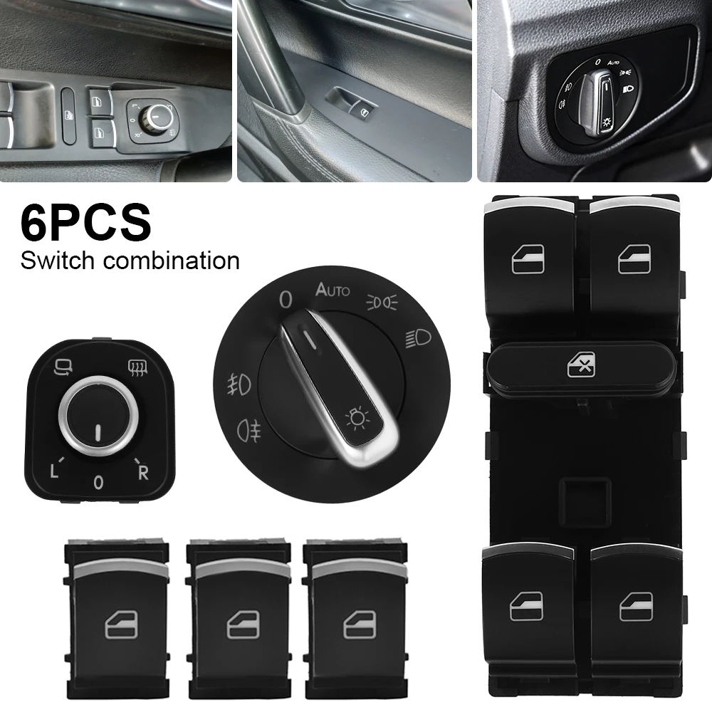 6 шт./лот зеркало переключатель окна фар хром набор 5ND959857 для VW Passat B6 CC Golf |