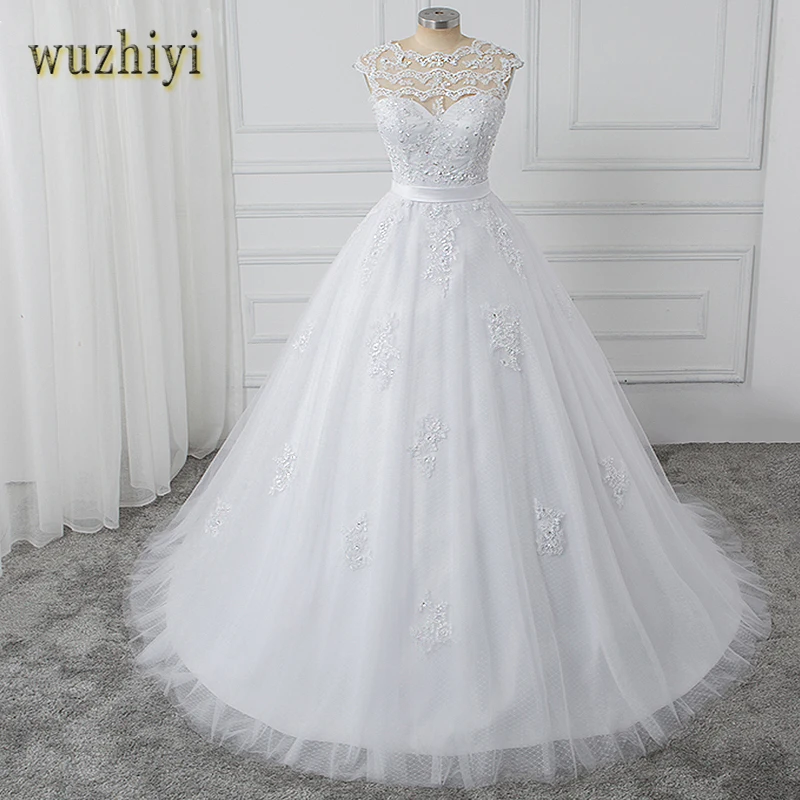 wuzhiyi A-line quality wedding dress Lace Bridal Dresses 2019 vestido de noiva Beading sequied Sashes gown for | Свадьбы и торжества