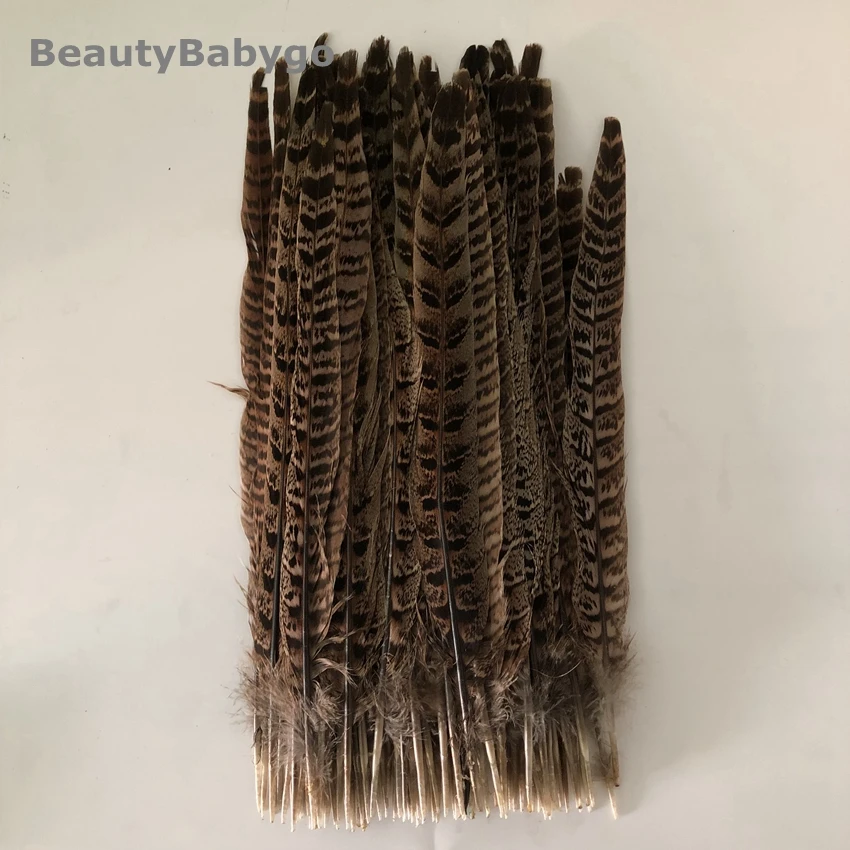 natural 100 штук, черные перья фазана с кольцом, 25-30 см, 10-12 дюймов, длинные натуральные Куриные перья, шлейфы, карнавал, рождественские украшения - Цвет: natural