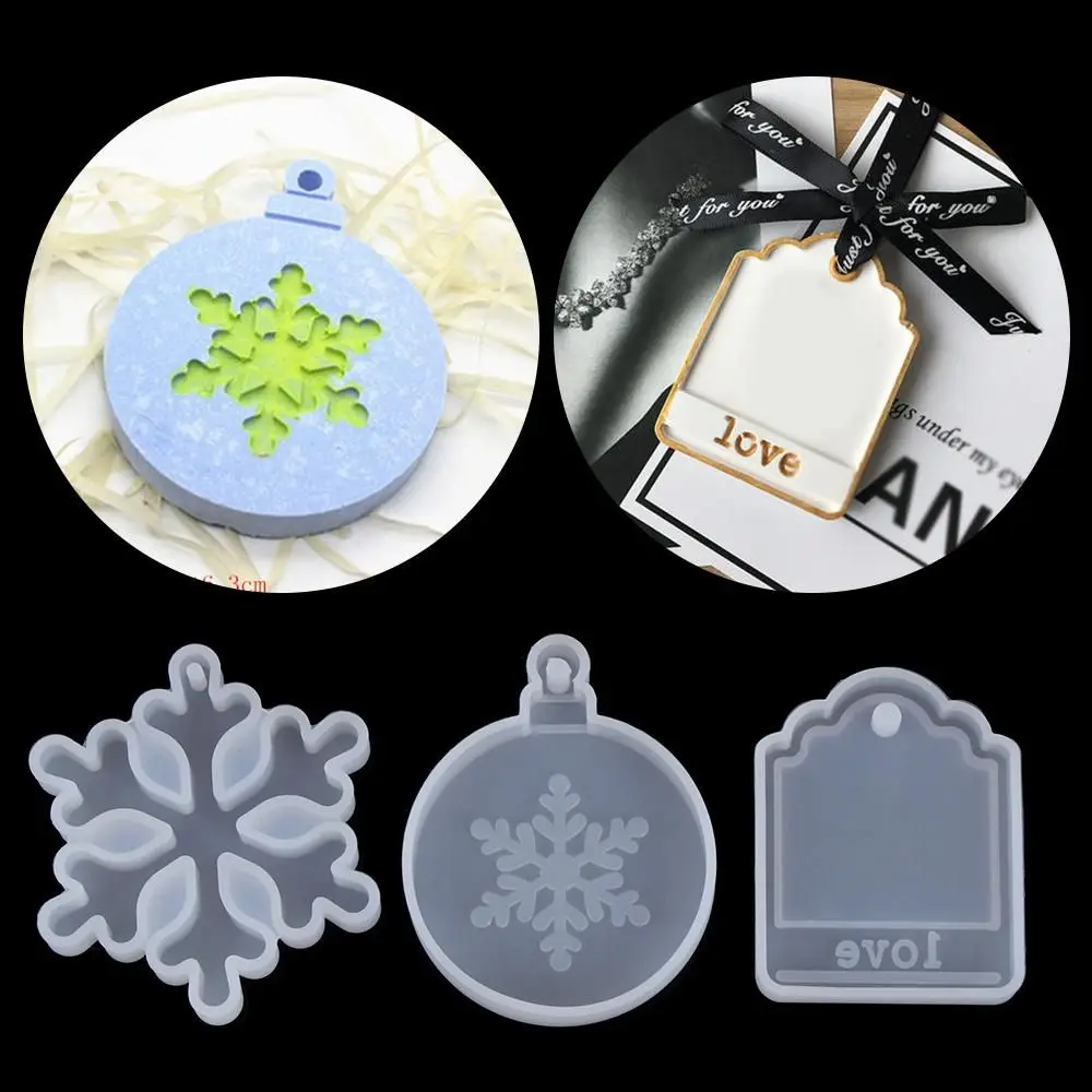 

1/3PCS DIY Hanging Tags Crystal Epoxy Resin Molds Pendant Jewelry Making Tool Silicone Mould Snowflake Xmas Ornaments