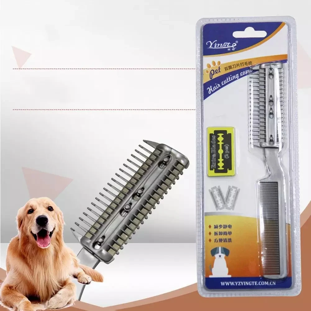 Ручная бритва и расческа для обрезки шерсти кошек собак 2 лезвия|Расчески собак| |