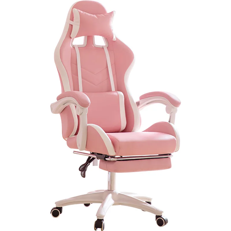 

Электронное гоночное кресло, игровое кресло для девочек, розовое компьютерное кресло, офисная мебель, удобное Лежачее вращающееся кресло д...