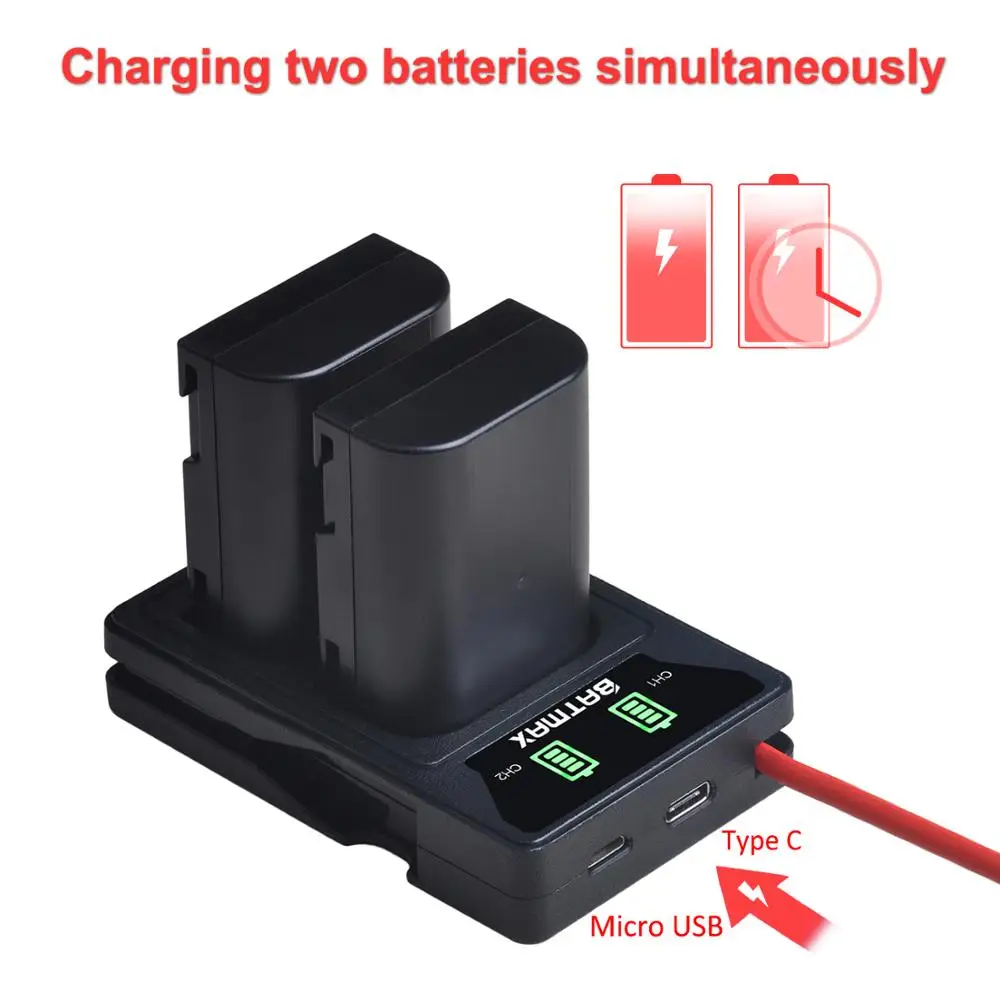 Аккумулятор Batmax DLI90 D Li90 светодиодный двойное зарядное устройство с портами Type C