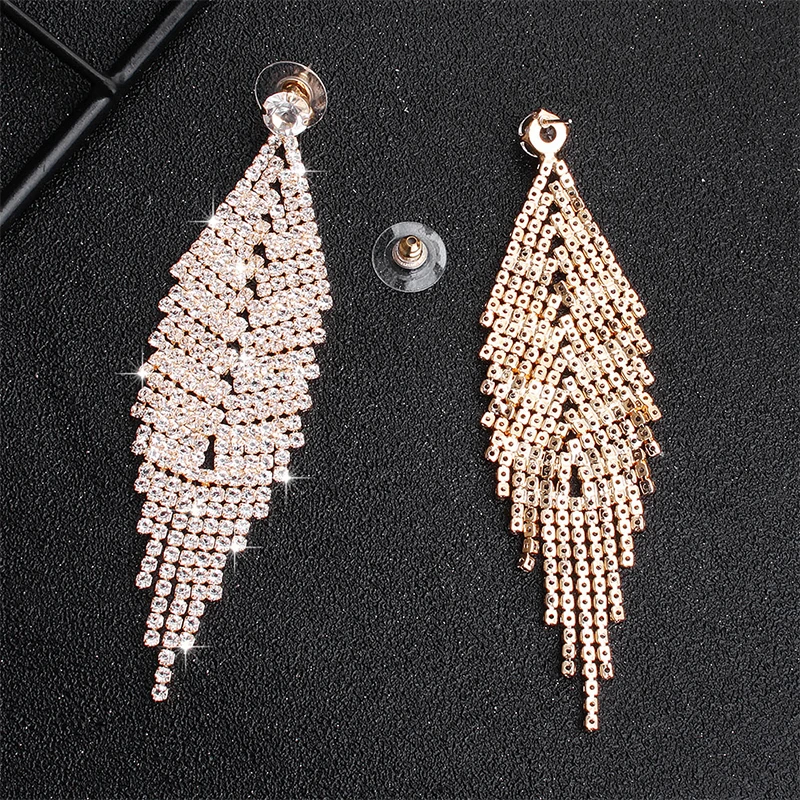 Серьги-кисточки женские свадебные с австрийским кристаллом 2019 | Украшения и