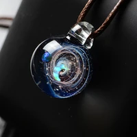 boeycjr unique opal stone universe glass planets pendant necklace galaxy rope chain solar system necklace for women gift