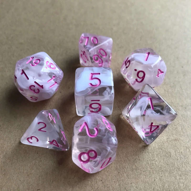 7 шт./компл. для ролевых игр игровые Кубики Set Dobbelstenen Data D4 D6 D8 D10 D12 D20 Смешанные
