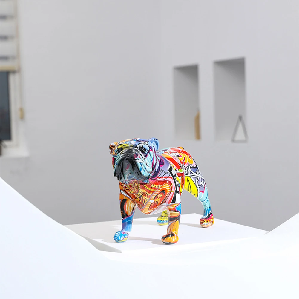 

Creative Art Colorful Bull terrier Small English Resin Dog Crafts Home Decoration Color Modern Simple Office Desktop Craft