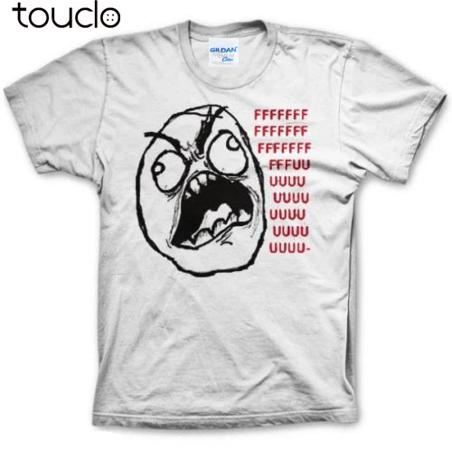 

New Men Summer Funny Tees Men Short T-Shirt Rage Guy FFFUUU Internet Memes Emoticon Maglia Uomo By Hybris Tee Shirts