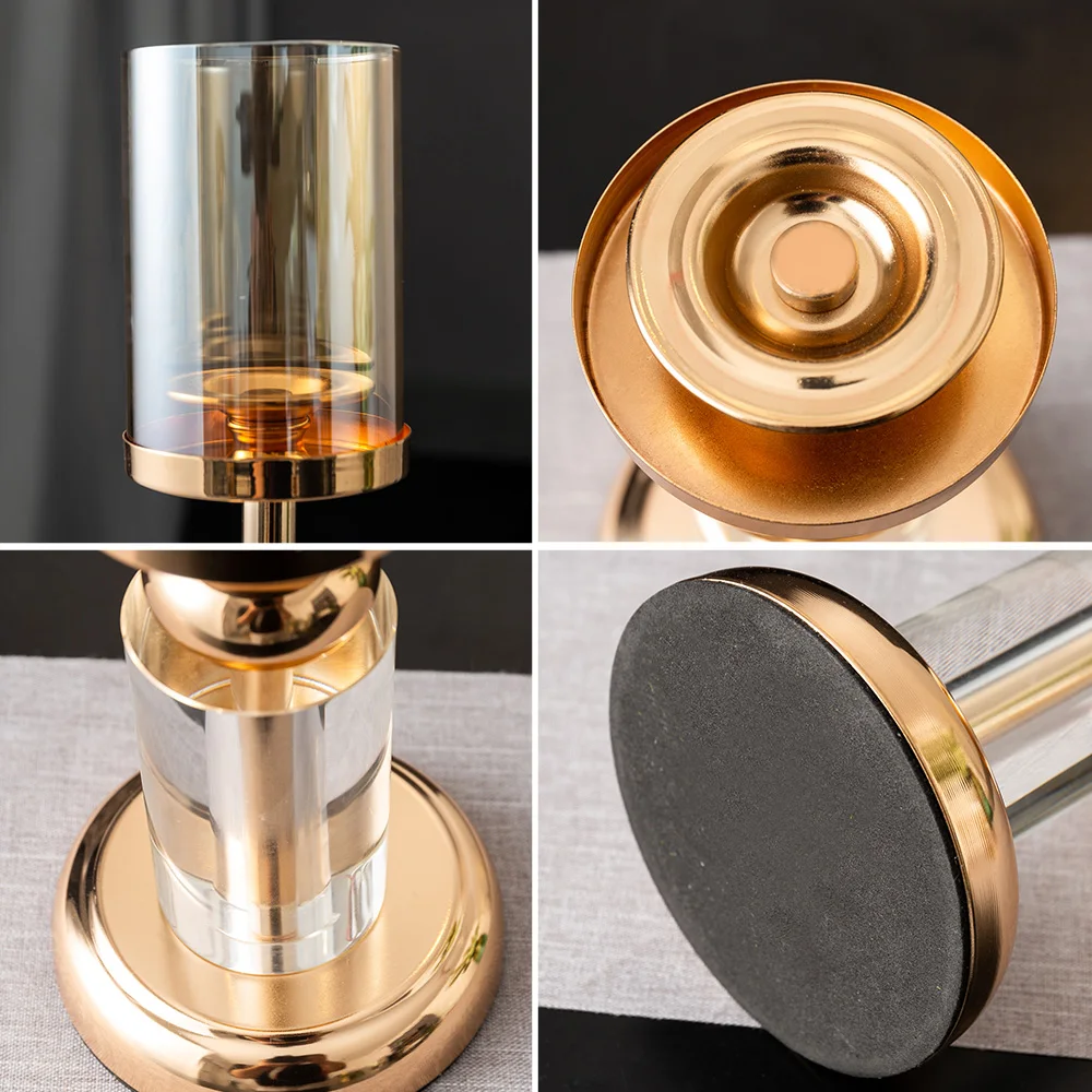 

Modern Home Decoration Luxury European Golden Candlestick Wedding Centerpieces for Tables Glass Candle Holder Home Decoration