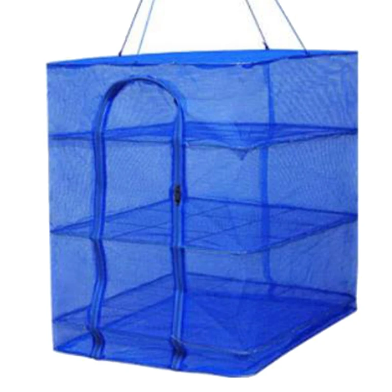 

Foldable 3 Layers Drying Net Fish Net Drying Rack Hanging Vegetable Fish Dishes Dryer Net 50 x 50 X 65cm PE Fishnet