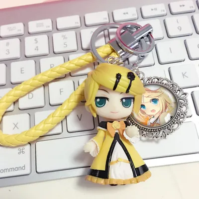 Q Version Hatsune Miku брелок с рисунком в виде аниме Key Buckle куклы из кожаного шнура Мику