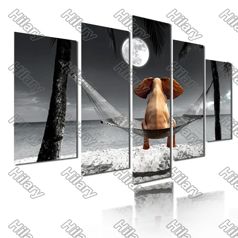 

Poster Anime Cartoon Swing Moon Canvas Painting 5Pcs Posters Painting Wall Art Decoration for Living Room and Bedroom Frameless