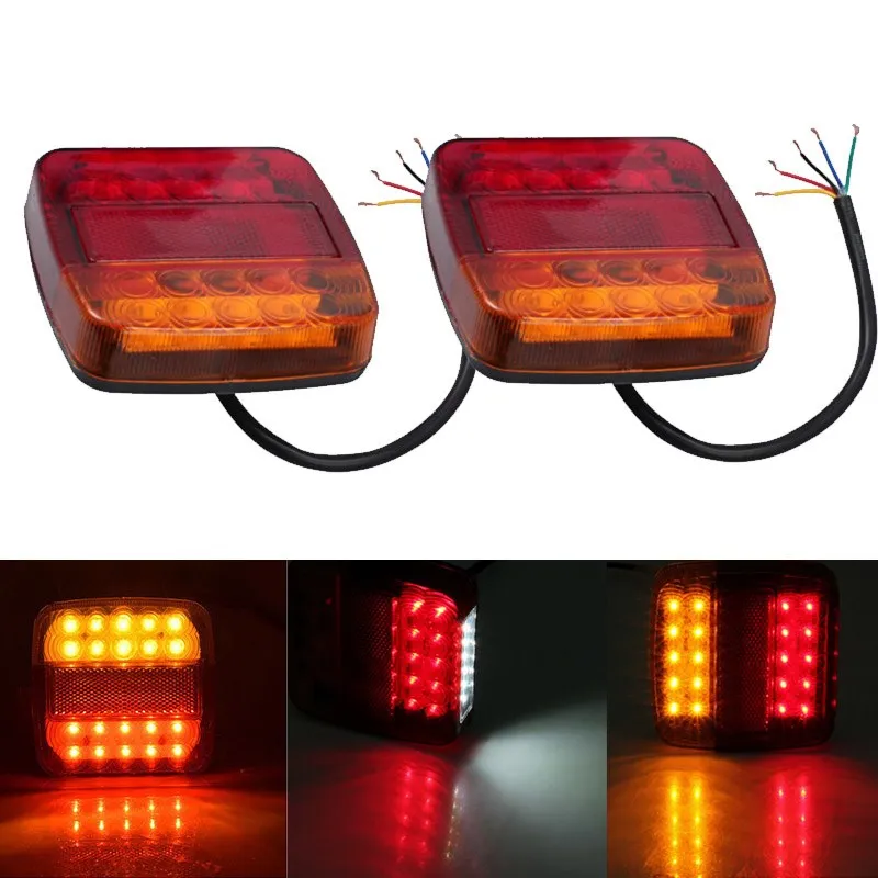 

2Pcs 12V Trailer Truck Caravan 26 LED Taillight Tail Rear Light Turn Signal Brake Stop Lamp 12LED Number Plate Light Boat Pickup