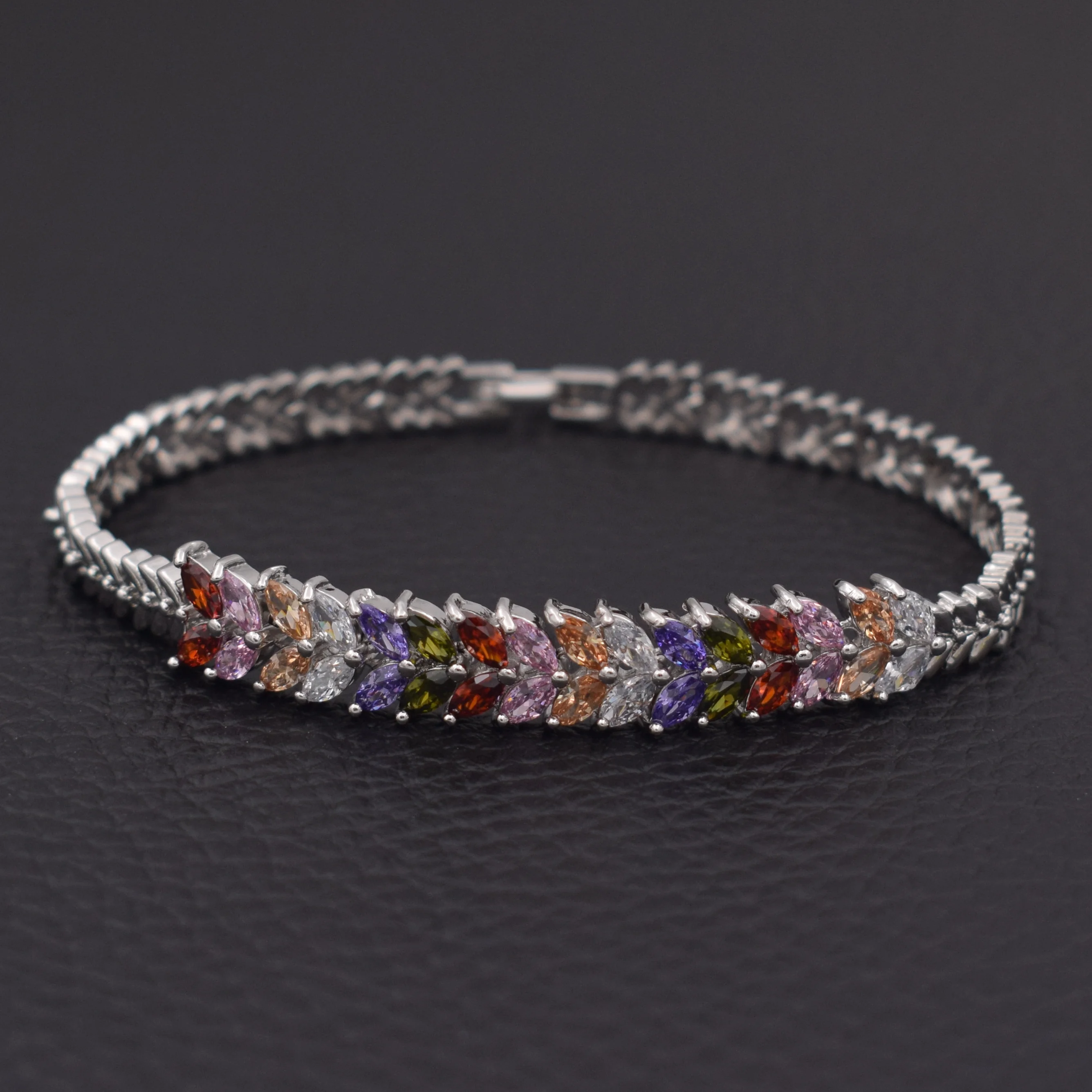 Женские браслеты с разноцветным кубическим цирконием свадебные кристаллами