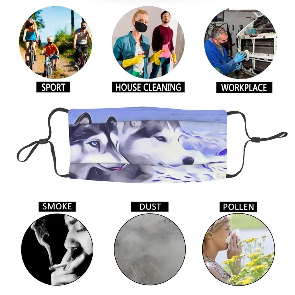 

A Pair Of Siberian Huskies Mask Anti Dust Non-Disposable Animal Dog Face Mask Protection Cover Men Women Respirator Mouth Muffle