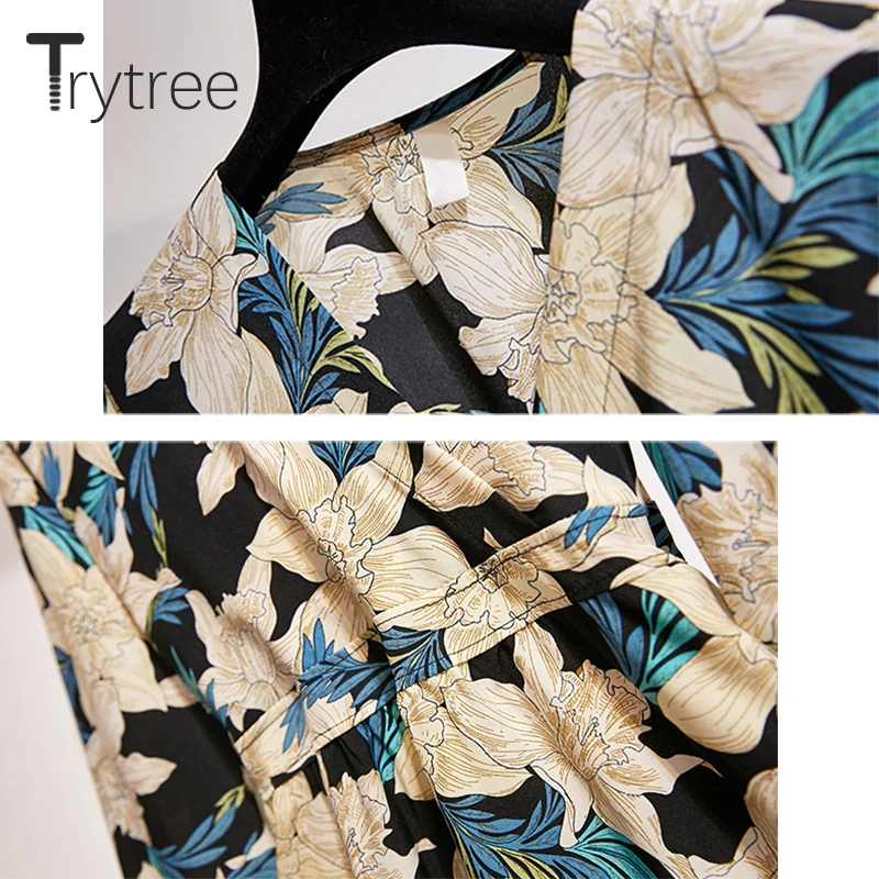 Женское Повседневное платье с v образным вырезом Trytree свободное офисное