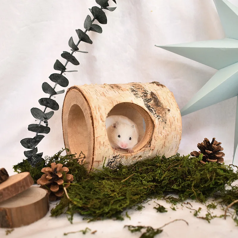 Натуральный Деревянный хомяк мышь туннель игрушка лес полый ствол дерева | Дом и
