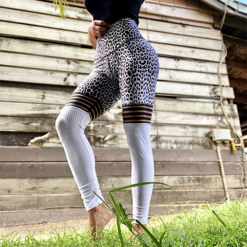 leopard white mesh Осень женские леопардовые сексуальные леггинсы черные белые сетчатые спортивные Леггинсы для занятий спортом женские леггинсы для фитнеса - Цвет: leopard white mesh