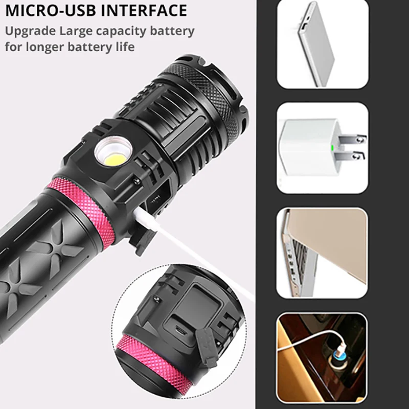 Online Linterna Led XHP160 XHP120 De 16 Núcleos, Zoom De Recarga USB, Luz De Flash Táctica Para Exteriores, Potente Lámpara, Batería 3x18650