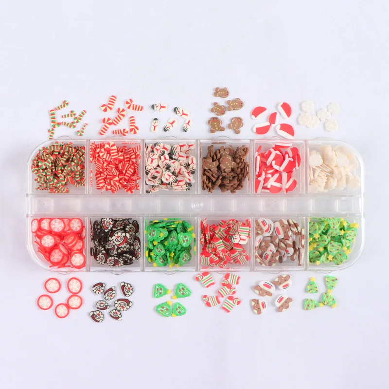 

12Set Nail Art 3D Christmas DIY Design Tiny Slices Decoration Acrylic Beauty Shaped Glitter Nail Supplies for Professionals