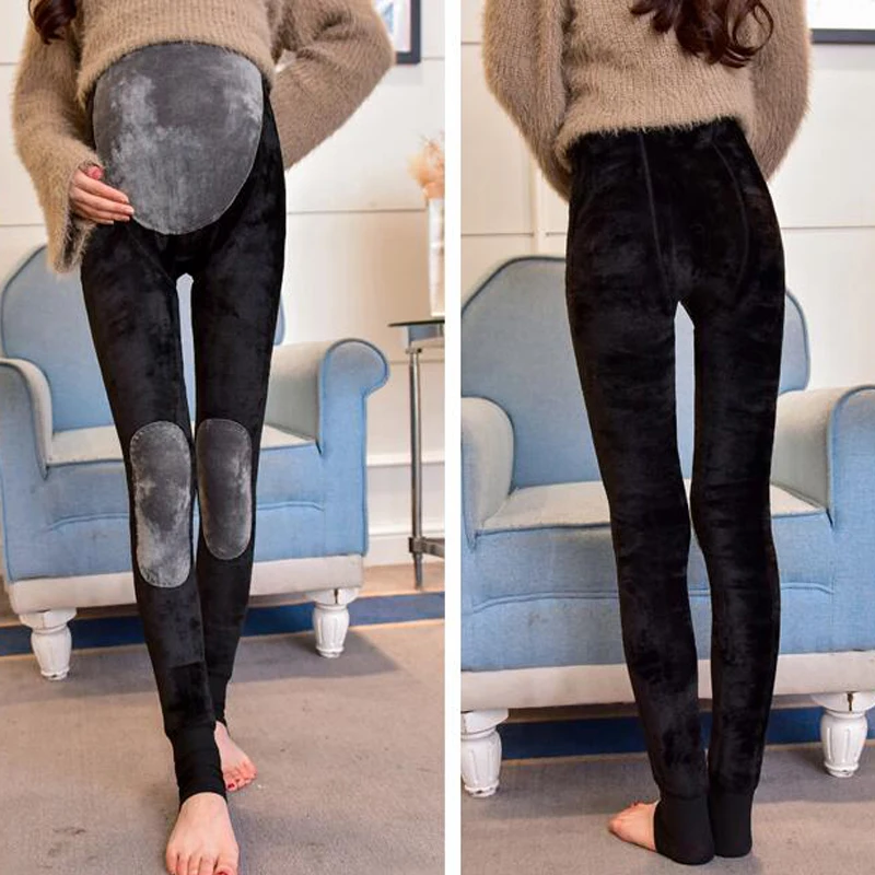 

Care Belly Knee Thicken Leggings Winter Maternity Warm Pants Mother Skinny Clothes For Maternity Women Pregnant Women2019 New