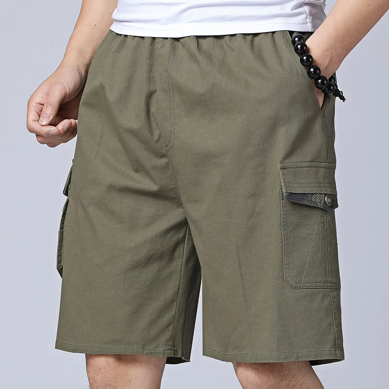 

Summer Men Short Plus Size Cotton Elastic Waist Bermuda Warm Loose Army Green Pants Man Cargo Short VogueMan XL- 5XL