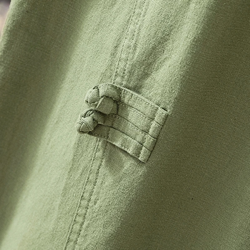 

Summer Patchwork Cotton Linen Pants Female Elastic Waist Vintage Buttons Women Pants Large Khaki Loose Casual Pantalones Mujer