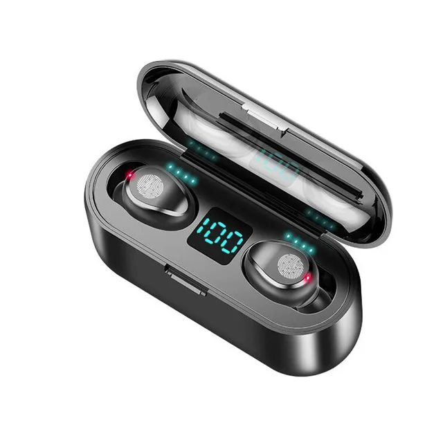 Красный TWS Bluetooth V5.0, наушники со светодиодный дисплеем, беспроводные наушники, стерео спортивные наушники, гарнитура, 2000 мА/ч, внешний аккумулятор, fone de ouvido - Цвет: Красный