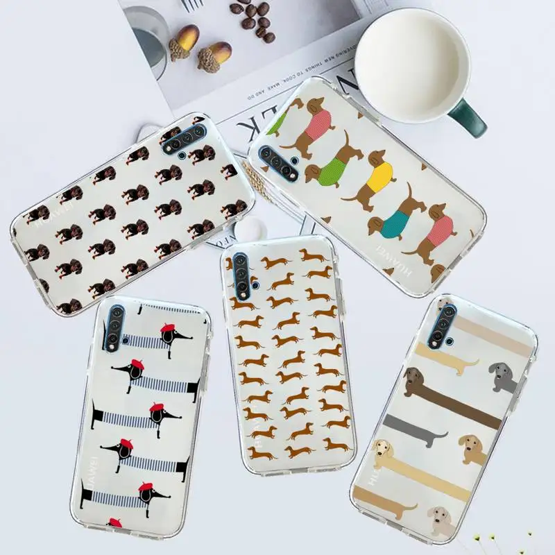 

Dachshund Sausage Dog Phone Case Transparent for Huawei honor P mate Y 20 30 40 10 8 5 6 7 9 i x c pro lite prime smart