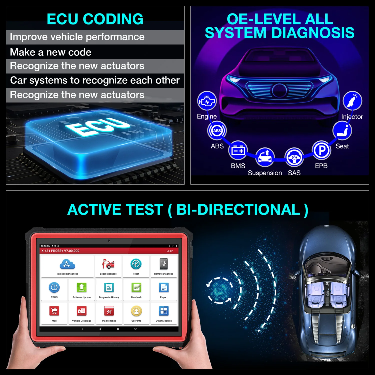 LAUNCH X431 Pro3s Plus 10.1" OBD2 Diagnostic Scanner ECU Coding X-PROG 3 Vehicle Immobilizer Programmer Key programmer tool |