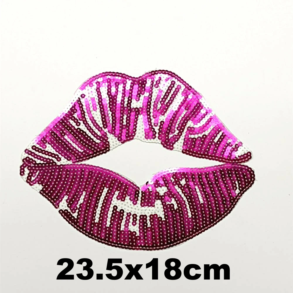 

Apparel large embroidery big lip mouth patches for clothing AM-3405
