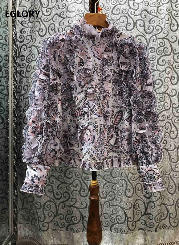 Женская винтажная хлопковая блузка дизайнерская рубашка с длинным рукавом и