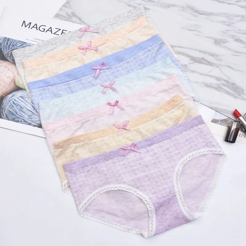 

Женские трусы из чистого хлопка, нижнее белье с бантом, сексуальное кружевное нижнее белье, Симпатичные трусы для девушек, женское нижнее бе...