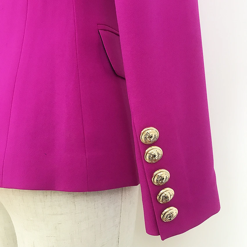 

HIGH STREET 2021 New Designer Blazer Women's Double Breasted Lion Buttons Slim Fitting Gorgeous Purple Blazer Jacket