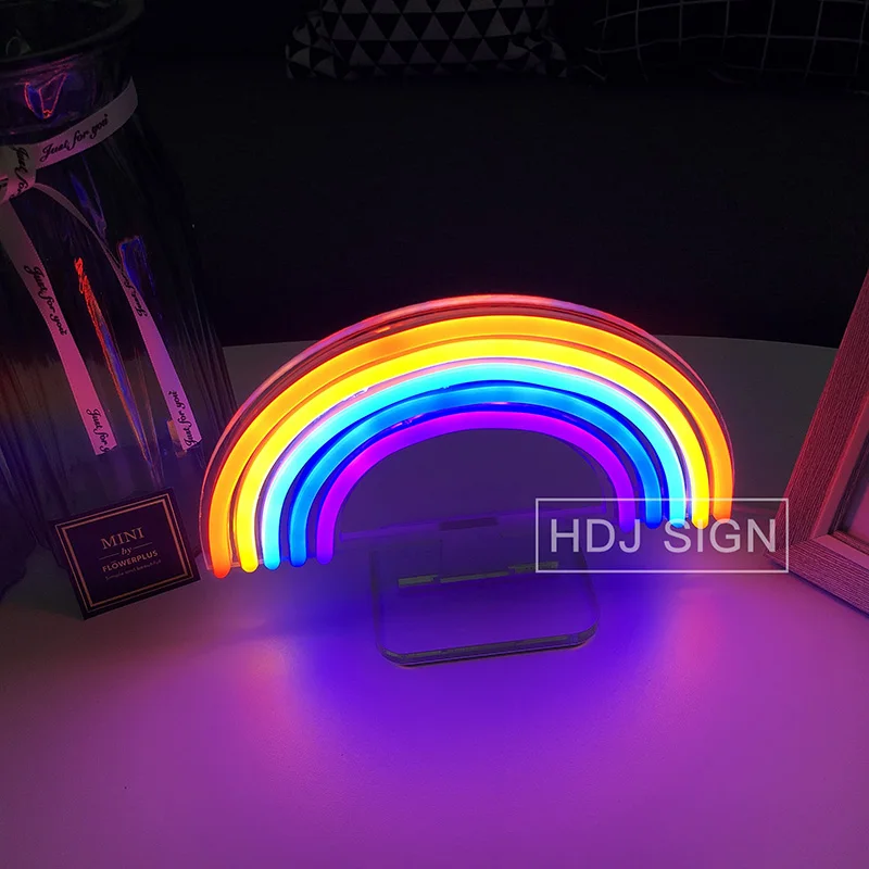 

Rainbow Neon Sign Girl Childrens Nursery Room LED Decoration Gift USB LED Night Light Desk Decor Lamp